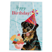 Sweet Birthday Rottweiler Medium Gift Bag Medium Cadeauzakje (Achterkant)