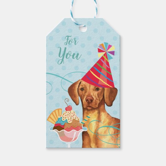 Sweet Birthday Vizsla Gift Labels Cadeaulabel (Voorkant)