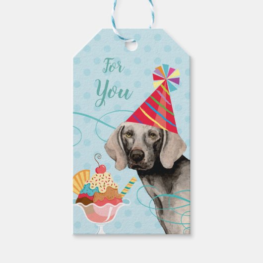 Sweet Birthday Weimaraner Gift Labels Cadeaulabel (Voorkant)