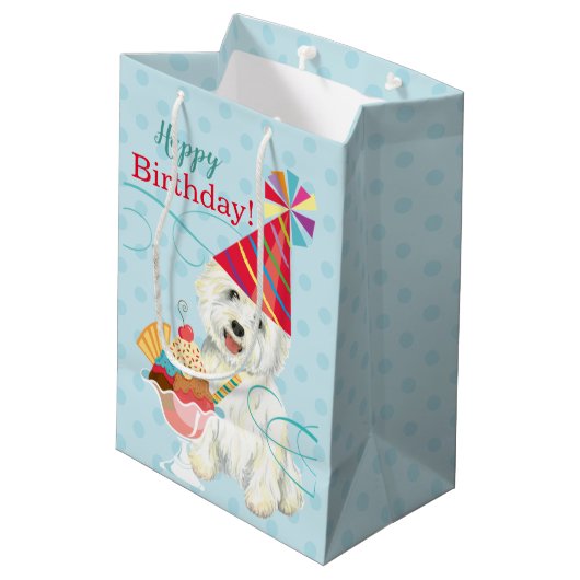 Sweet Birthday Westie Medium Cadeau Sac (Dos Angle)