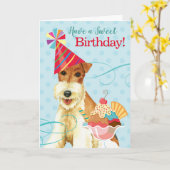 Sweet Birthday Wire Fox Terrier Kaart (Gele Bloem)