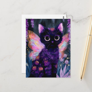 Sweet Black Cat Fairy Briefkaart