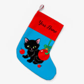 Sweet Black Kitten - Gepersonaliseerd Kleine Kerstsok (Voorkant (Hangend))