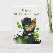 Sweet Black Kitten op St. Patrick's Day Feestdagen Kaart (Voorkant)
