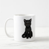 Sweet Black Kitty Cat met heldere gouden ogen Koffiemok (Links)