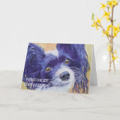 Sweet Black Papillon Puppy Kaart (Gele Bloem)