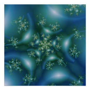 Sweet   Blauwe en groene fractale kunst Perfect Poster