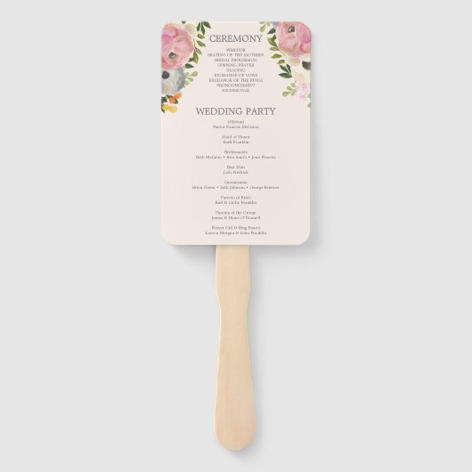 Sweet Blooms Wedding Program Fan Handwaaier (Achterkant)