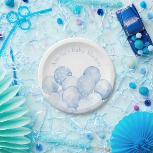 Sweet Blue Balloons Baby shower papier Bord (Feest)
