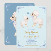 Sweet Blue Boy Lamb Baby shower Invitation (Devant / Derrière)