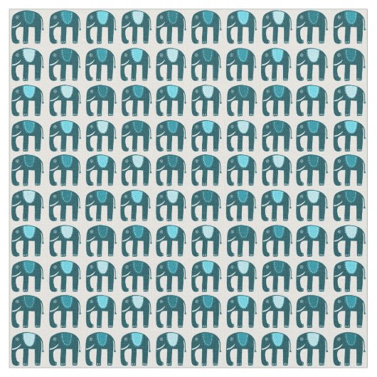 Sweet Blue Elephants Pattern Stof (Close Up)