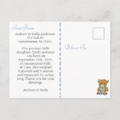 Sweet Blue en White Geboorteaankondiging Briefkaart (Achterkant)