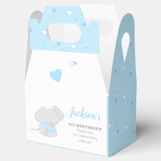 Sweet Blue Favor Box met Elephant Bedankdoosjes (Geopend)