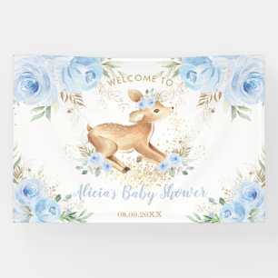 Sweet Blue Floral Baby Herten Fawn Boy Baby shower Spandoek