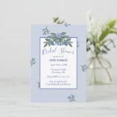 Sweet Blue Floral Invite Kaart (Staand voorkant)