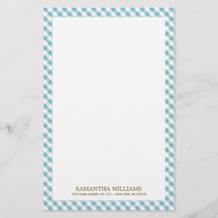Sweet Blue Gingham Pattern Briefpapier