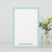 Sweet Blue Gingham Pattern Briefpapier (Staand voorkant)