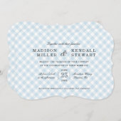 Sweet Blue Gingham | Uitnodiging tot weddenschappe (Voorkant / Achterkant)