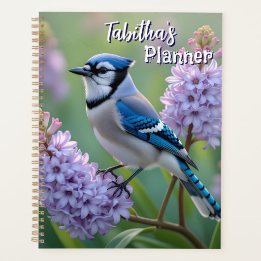Sweet Blue Jay op Lilacs gepersonaliseerd Planner (Voorkant)