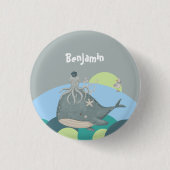 Sweet Blue Nautical Whale Octopus Baby shower Ronde Button 3,2 Cm (Voorkant)