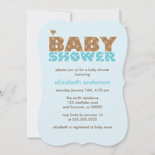 Sweet Blue Polka Dots Boy Baby shower Kaart (Voorkant)