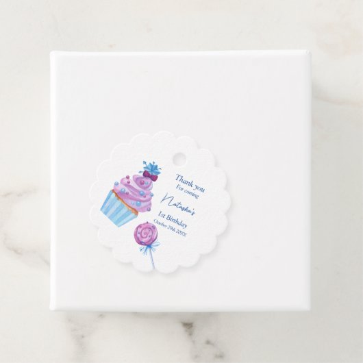 Sweet blue snoep verjaardag bedankjes labels (In situ)