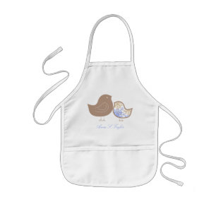 Sweet Blue Whimsical Damask Cute Baby Chicken Scho Kinder Schort
