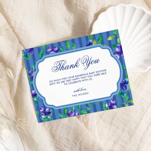 Sweet Blueberries Baby shower Bedankkaart