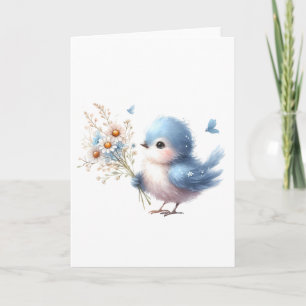 Sweet Bluebird met Daisy Bouquet All-Occasion Kaart