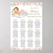 Sweet Blush Floral Baby Girl Shower Seed Chart Poster (Voorkant)
