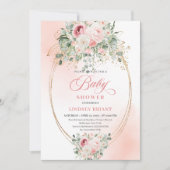 Sweet Blush Roses Girl Baby Shower Invitation (Devant)