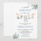 Sweet Boho Neutral Clothesline Boy Baby Shower Kaart (Voorkant / Achterkant)