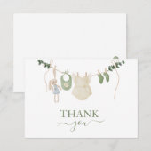 Sweet Boho Neutral Clothesline Meisje Baby shower Bedankkaart (Voorkant / Achterkant)