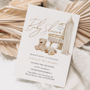 Sweet Boho Nursery Blue Baby shower Kaart