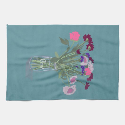  Sweet Boho Wildflower +Aangepaste naam Theedoek (Horizontaal)