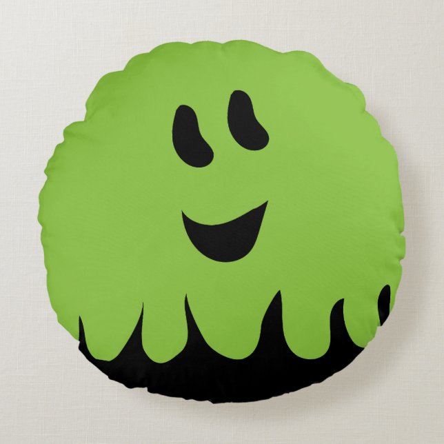 Sweet Boo Ghost Pillow-Green Rond Kussen (Voorkant)