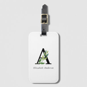 Sweet Botanical Monogram Bagagelabel