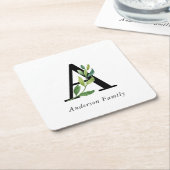 Sweet Botanical Monogram Vierkante Kartonnen Onderzetter (Schuin)