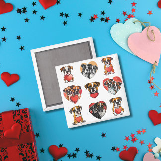 Sweet Boxer Dog en Hart Waterverf Magneet
