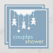 Sweet Boy Mobile Couples Baby shower Invitation Kaart (Voorkant / Achterkant)