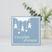 Sweet Boy Mobile Couples Baby shower Invitation Kaart (Staand voorkant)