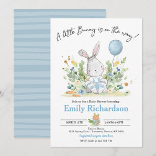Sweet Boy Waterverf Bunny Baby shower Blue Kaart
