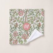 Sweet Briar Roze Rozen William Morris Monogram Washandje (Wasdoekje)