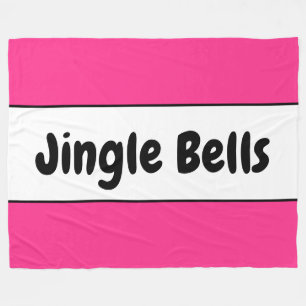 Sweet Bright Candy Cane Pink White "Jingle Bells" Fleece Deken