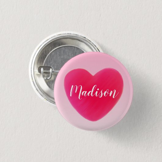 Sweet Bright Roze Heart, gepersonaliseerd Ronde Button 3,2 Cm (Voorkant /achterkant)