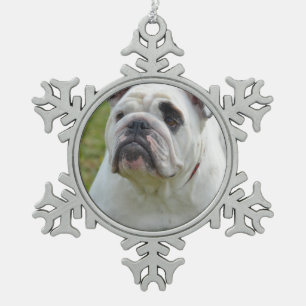 Sweet Bulldog Tin Sneeuwvlok Ornament