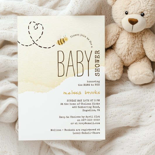 Sweet Bumble Bee Baby shower Kaart