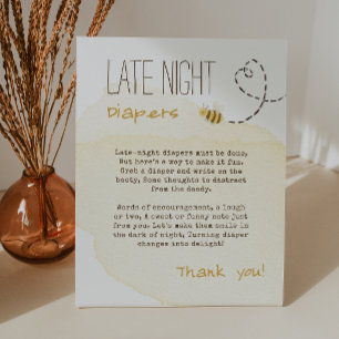 Sweet Bumbleb Bee Baby shower Late Night Luiers Reclamebord Met Voetstuk