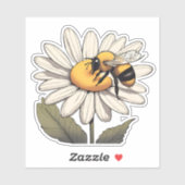 Sweet Bumblebee op Daisy Waterproof Sticker (Vel)