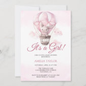 Sweet Bunny Adorable Baby Girl Douche Invitation (Devant)